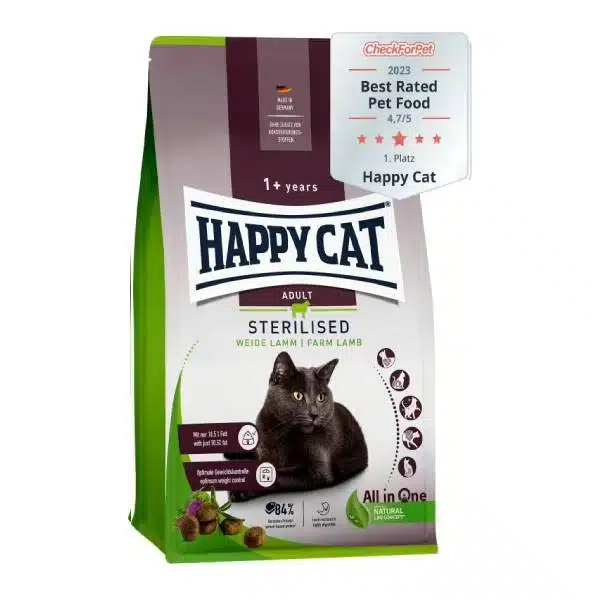 غذای گربه عقیم شده هپی کت با طعم بره و مرغ